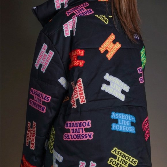 Assholes*s Live Forever Unisex Heavyweight Puffer Jacket (Lindafinegold) - Picture 2 of 3